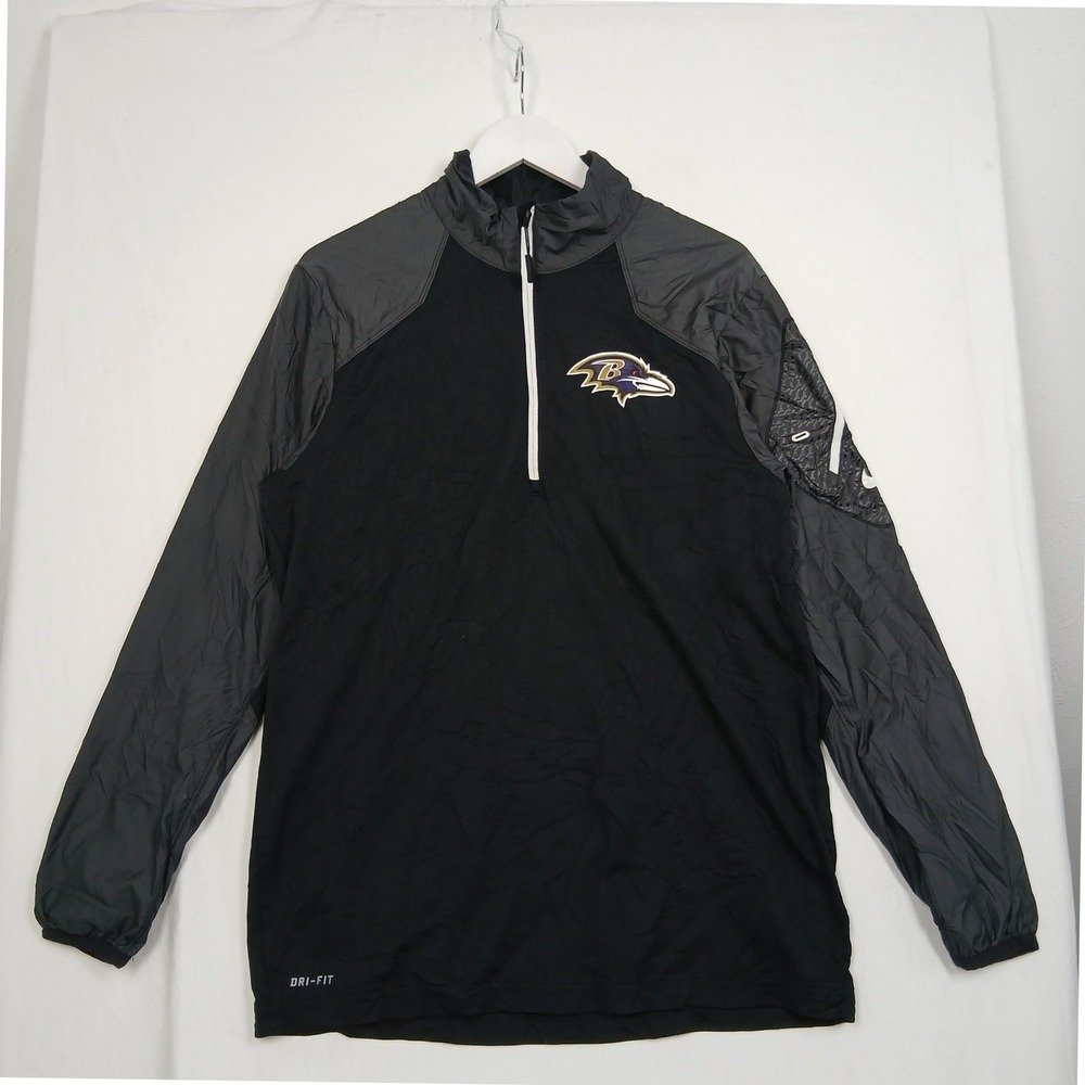 Nike Baltimore Ravens NFL Onfield Dri-FIT Quarter Zip Windbreaker Black Grey M